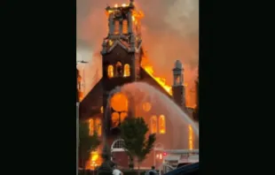 Fire destroys St. Jean Baptiste parish in Morinville, June 30, 2021. St. Jean Baptiste Catholic Church